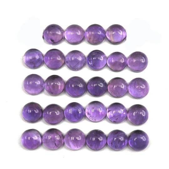 Amethyst Cabs Round 3mm Approximately 3.93 Carat, 28 Pieces