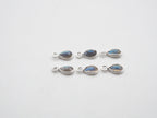 Labradorite Silver Bezel 6x4mm, Single Connector, Labradorite Charm