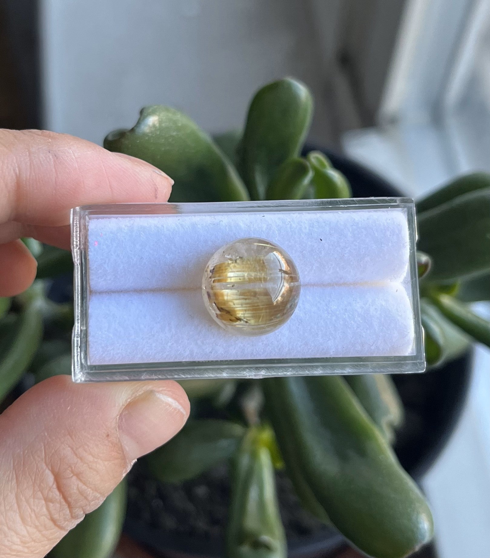 Cats eye Rutilated Quartz Round shape  13.8mm Approximately 10.8 Carat