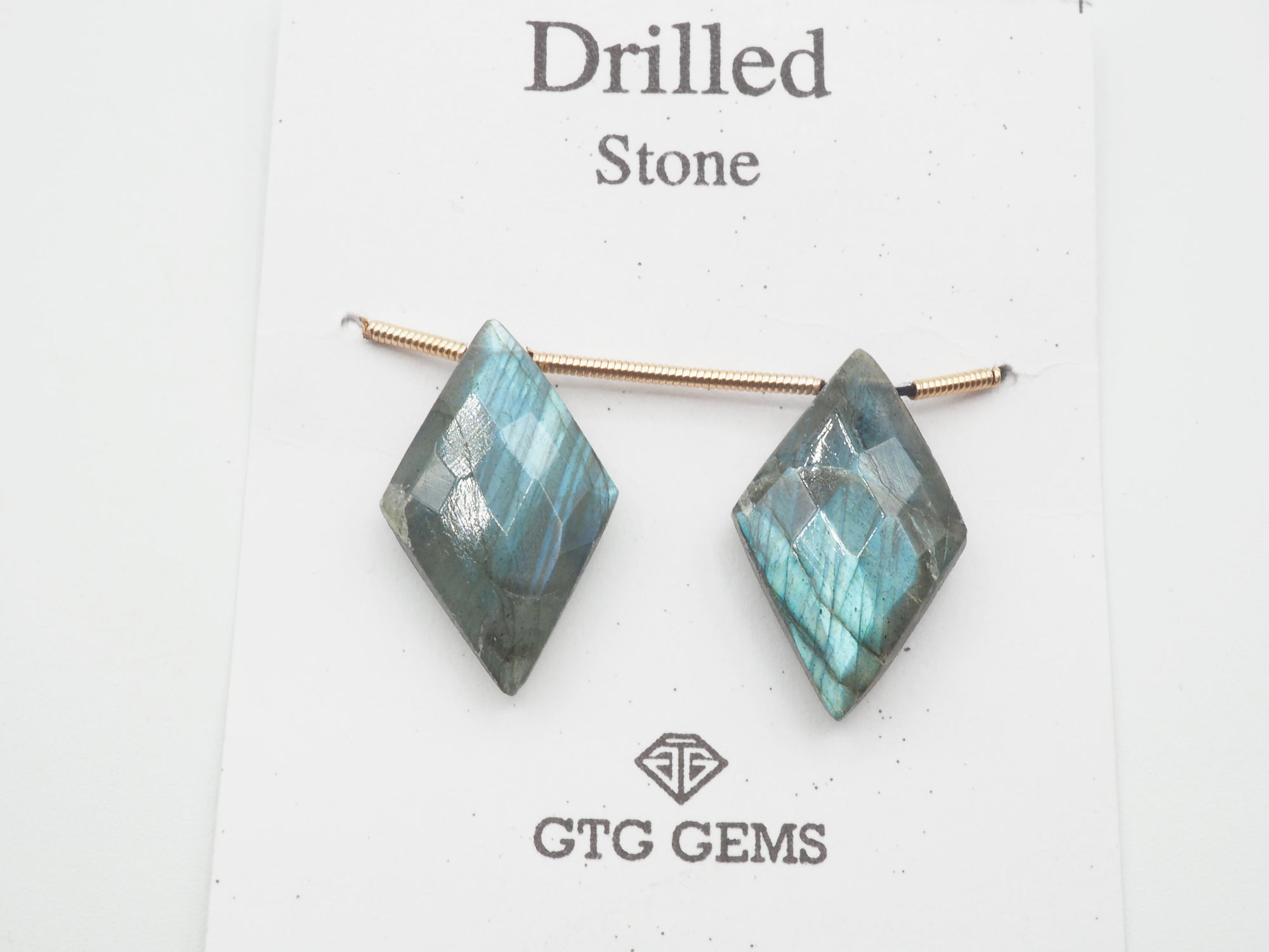 Labradorite Drilled Matching Pair 22x13mm, Faceted Labradorite Drop