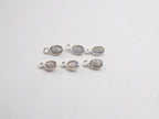 Labradorite Silver Bezel 6x4mm, Single Connector, Labradorite Charm