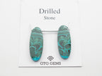Drilled Malachite Chrysocolla matching pair 29x11mm