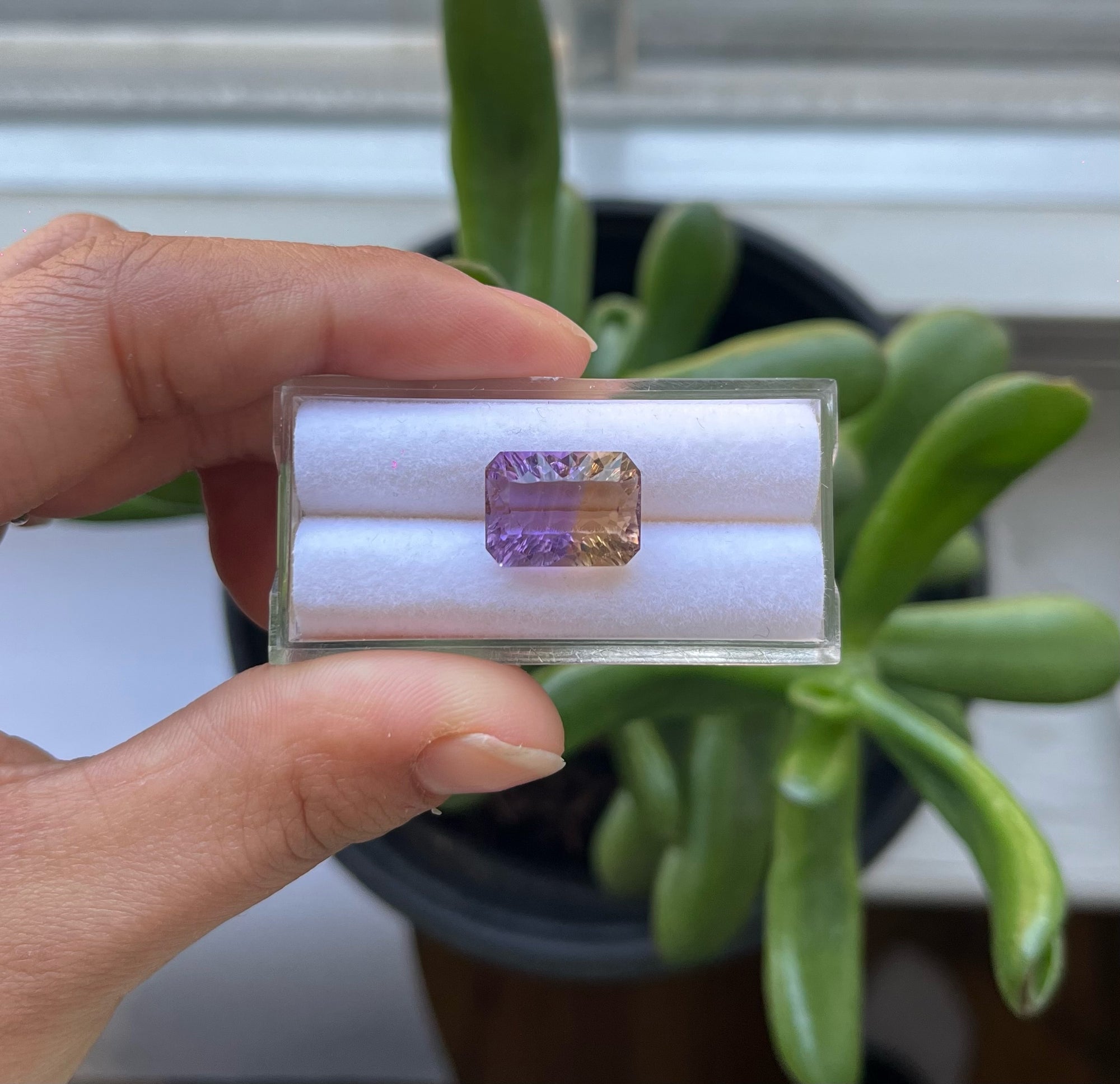 Rectangle Lavender Ametrine 13.1x9.7x6.5mm Single Piece Approximately 6.40 Carat