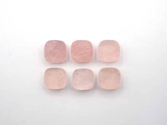 Natural Rose Quartz Cushion ,Raw Rough Gemstone Slice bottom flat, 8mm Approximately 17.50 Carat