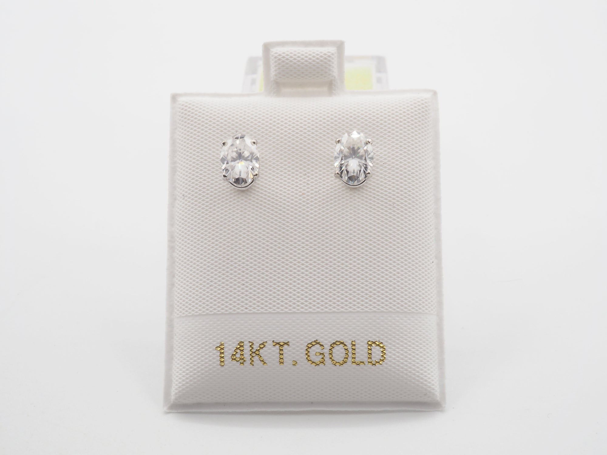 14K White Gold Moissanite Stud 7x5mm , Moissanite Earring