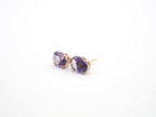 14K Yellow Gold Oval Amethyst Stud, Amethyst Stud/Earring