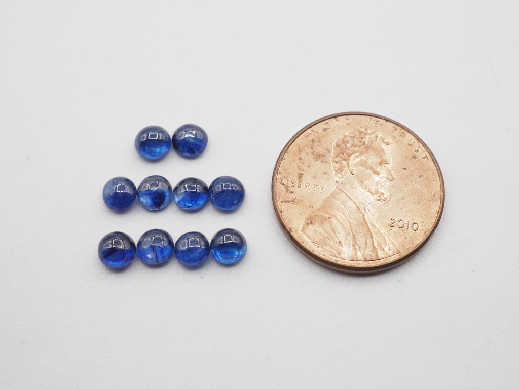 Blue Sapphire Cabs Round Shape 4 mm 10 pieces, Approximately 3.40 Carat