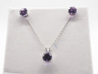 10K White Gold Amethyst Stud and Pendant,