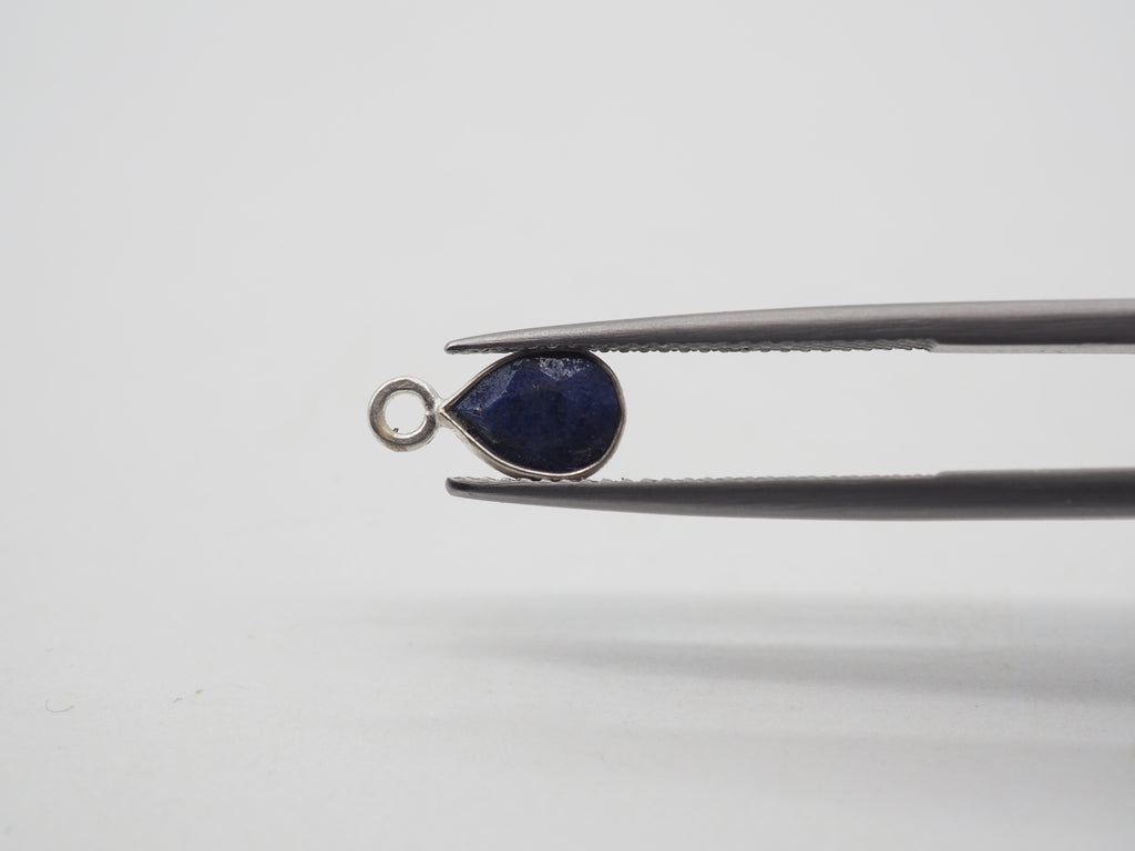 Lapis Silver Bezel 7x5mm , Single Connector, 925 Sterling Silver