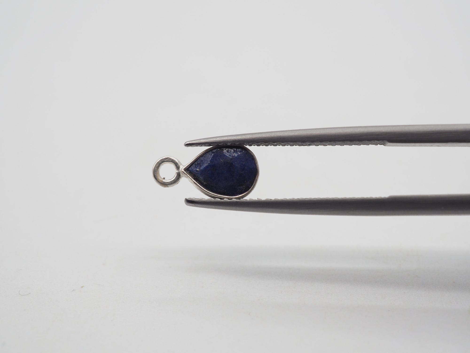 Lapis Silver Bezel 7x5mm , Single Connector, 925 Sterling Silver