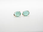14K Yellow Gold  Emerald Stud, Emerald Earring