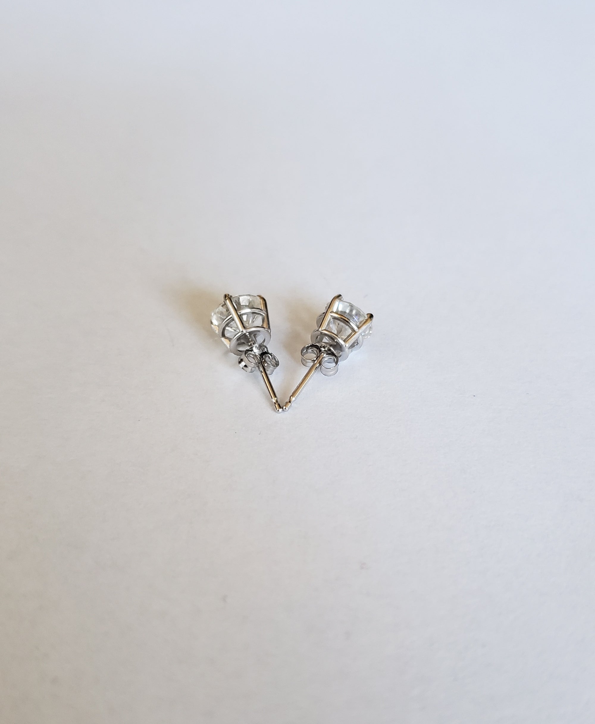 14K White Gold Moissanite Round 6mm Stud, Moissanite Earring,
