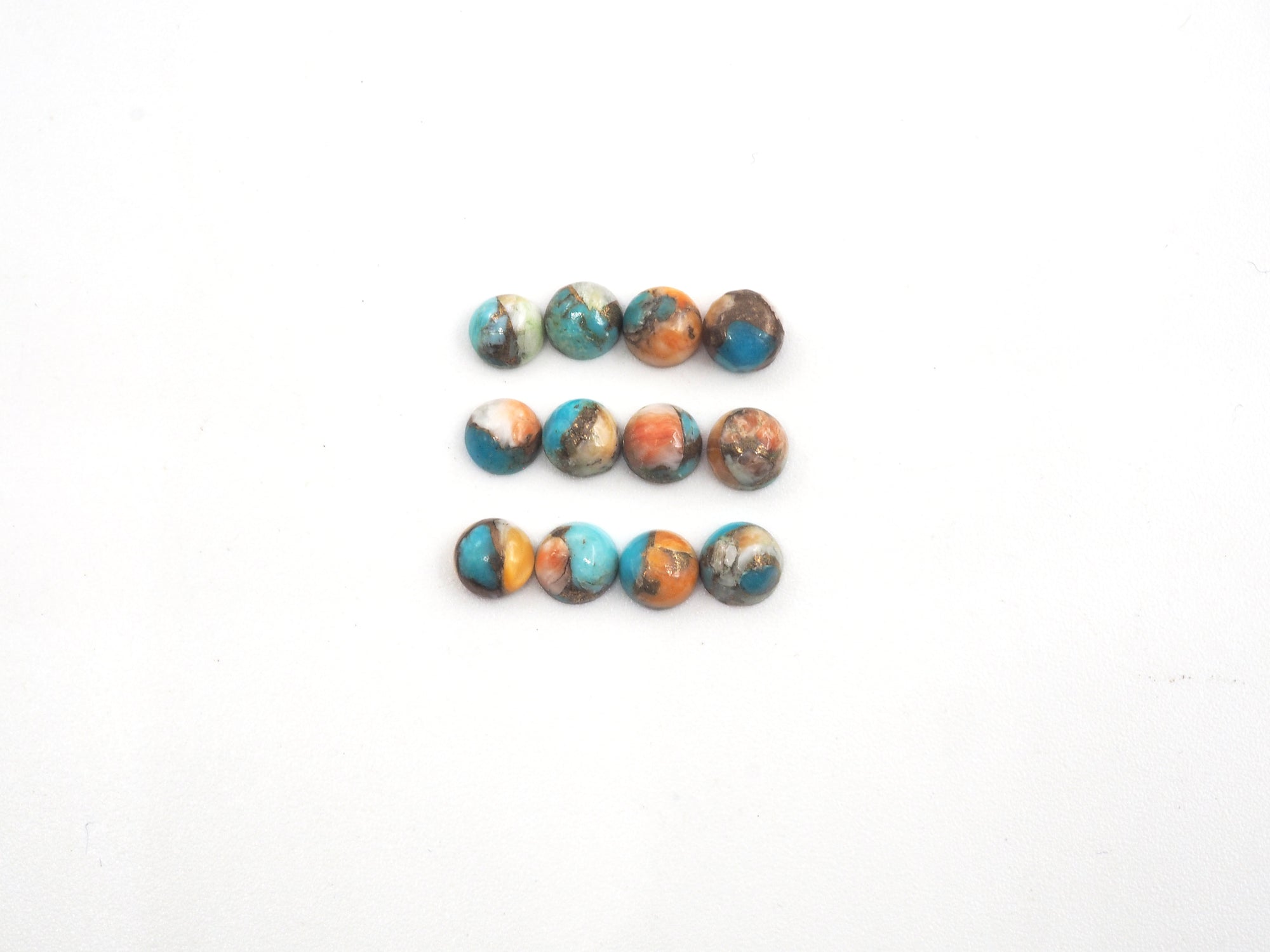 Oyster Copper Turquoise Cabs Round 4.5mm Approximately 3.3 Carat
