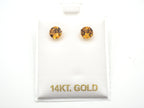 14K Yellow Gold Citrine Stud, Citrine Earring