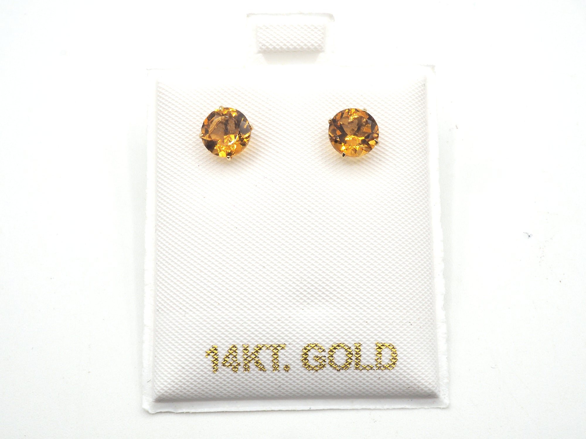 14K Yellow Gold Citrine Stud, Citrine Earring