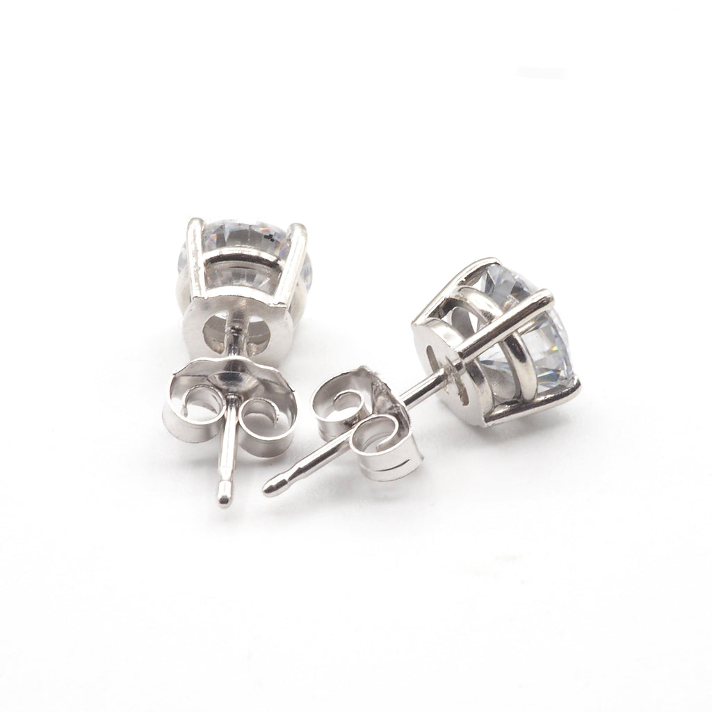 Moissanite Round 6mm Stud Earrings in 14K White Gold