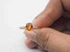 18K Yellow Gold Orange Sapphire with Diamond Ring