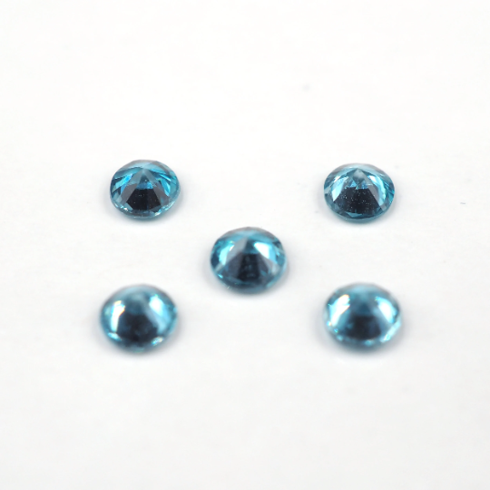 Blue Zircon Round Shape 3.4mm  Approximately 1.25 Carat, 5 Pieces (GTG-Z-60)