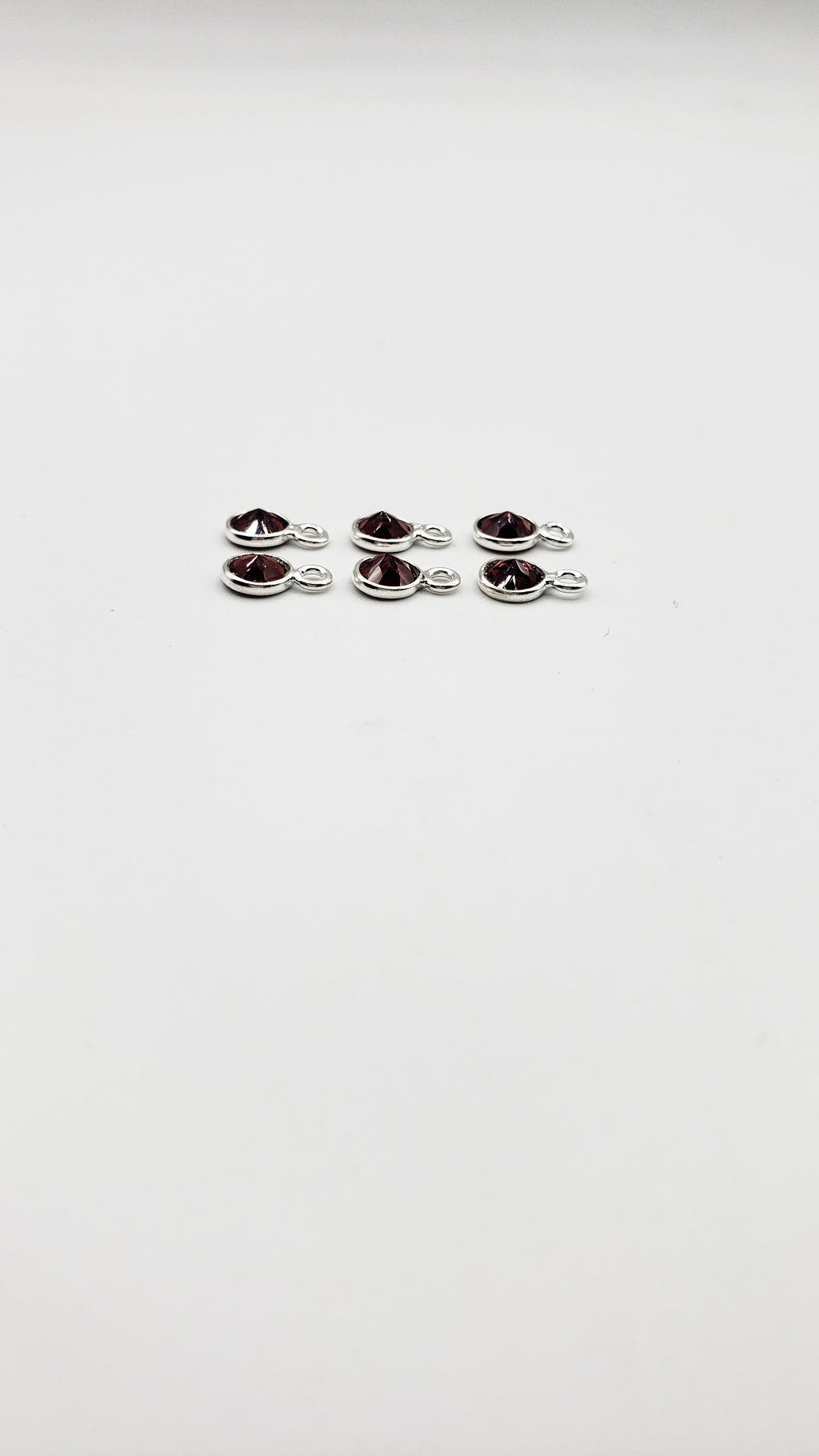 Garnet Bezel Round Shape 5mm, Single  Connector, Garnet Bezel, Garnet Charm, 925 Sterling Silver