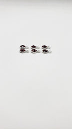 Garnet Bezel Round Shape 5mm, Single  Connector, Garnet Bezel, Garnet Charm, 925 Sterling Silver