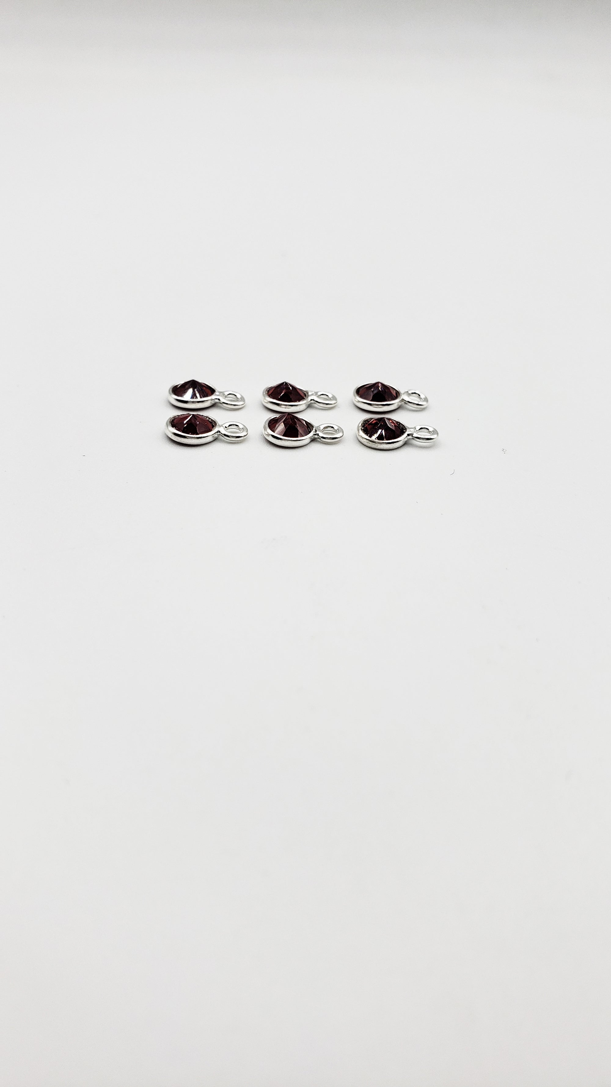 Garnet Bezel Round Shape 5mm, Single  Connector, Garnet Bezel, Garnet Charm, 925 Sterling Silver