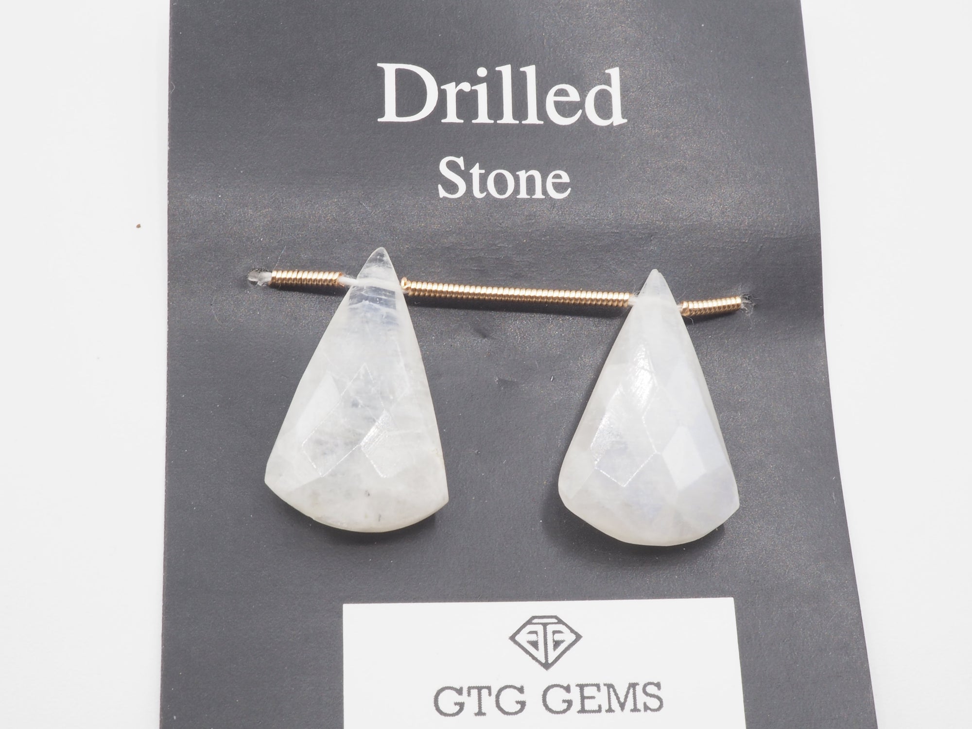 Drilled Rainbow Moonstone, Drop Rainbow Moonstone 22x13mm Approximately 19 Carat
