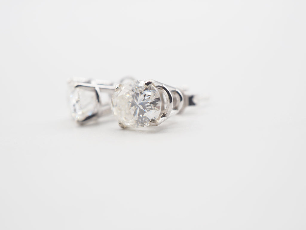 14K White Gold Moissanite Stud 7x5mm , Moissanite Earring