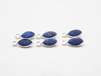 Lapis Silver Bezel 7x4mm , Single Connector, 925 Sterling Silver