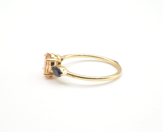 18K Yellow Gold Imperial Topaz and Blue Sapphire Rings