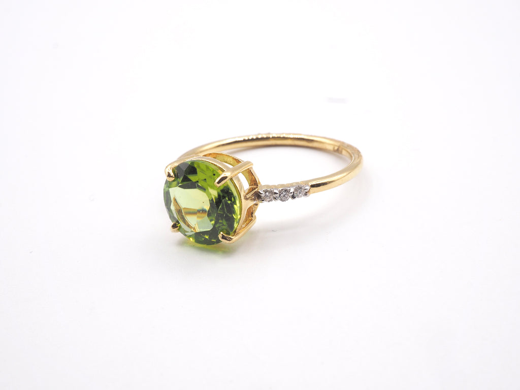 18K Yellow Gold Peridot with Diamond Ring ( BR 1659)