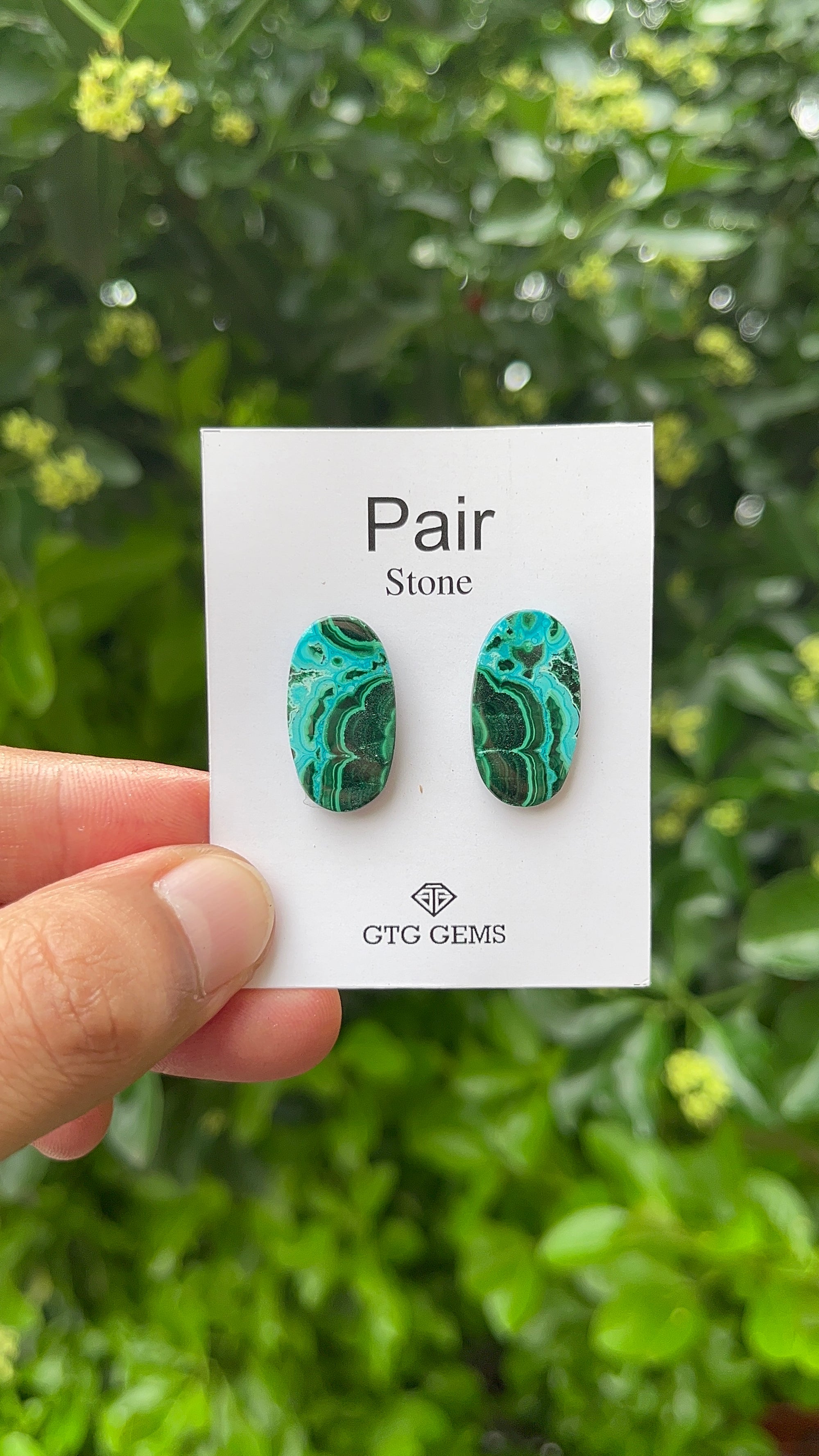 Chrysocolla Malachite, Cabochon Matching Pair 22x12mm, Approximately 19 carat (GTG-MCM-2)