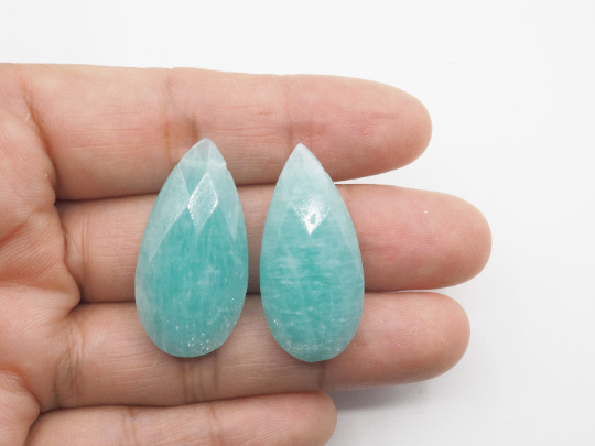 Amazonite Drilled Matching Pair Almond Shape 30 x 15mm