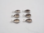 Smoky Topaz Silver Bezel 7x5mm , Single Connector, Smoky Topaz  Bezel, Smoky Topaz Charm
