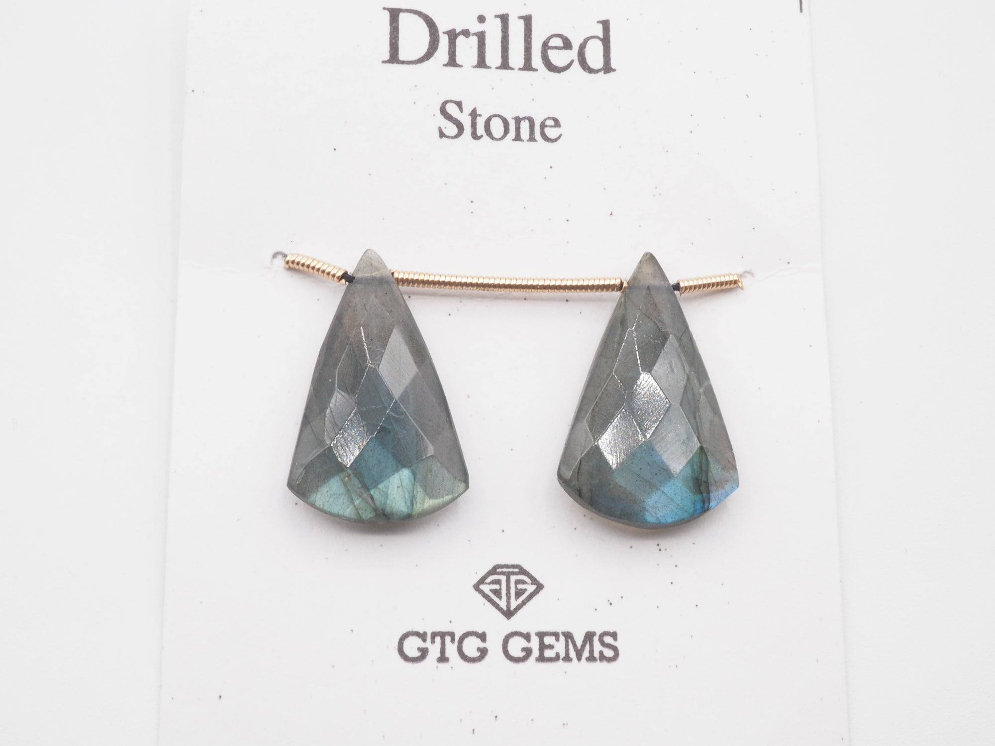 Matching Pair Drilled Labradorite, Faceted Labradorite 22x13mm Approximately 21 Carat