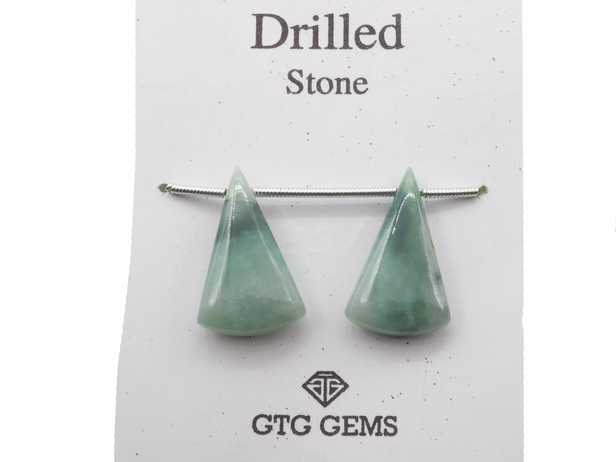Natural Jade Drilled Matching Pair  Cone  Shape 20 x 12 mm | Side Drilled | Smooth Jade| (GTG-DSJ-08)