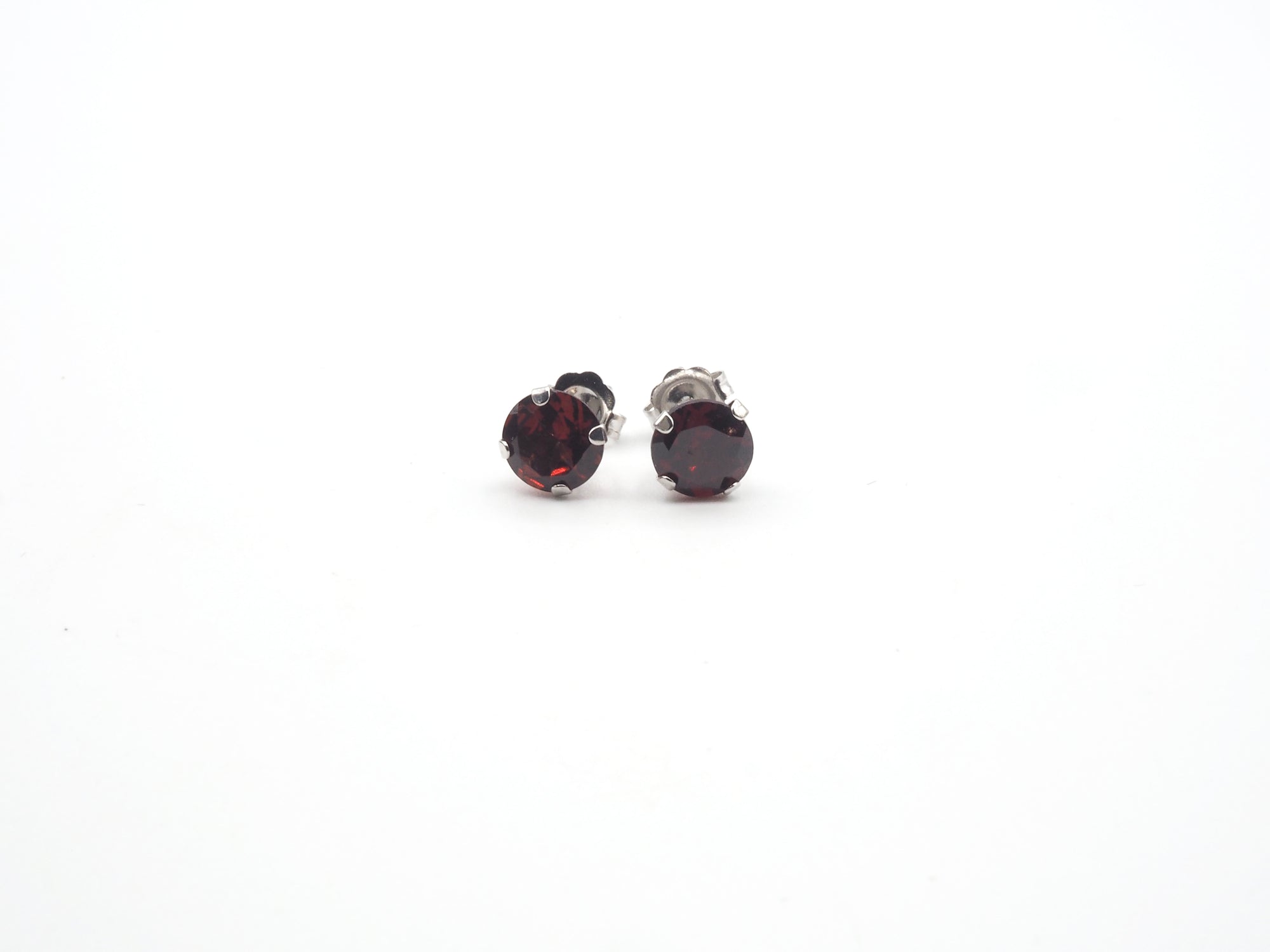 10K White Gold Garnet stud and Pendant