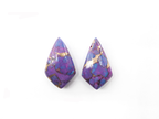 Copper Purple Turquoise Drilled Matching Pair Cabochon Kite Shape 20x 12mm | Side Drilled