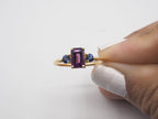 18k Yellow Gold Purple Garnet and Blue Sapphire Ring