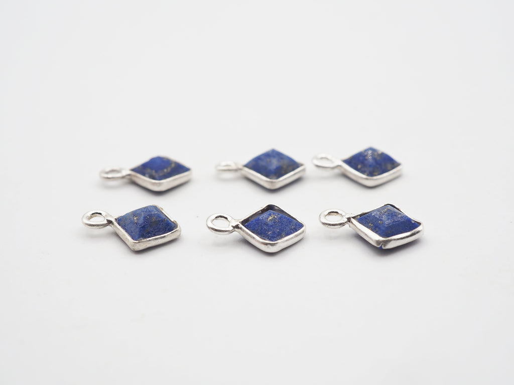 Lapis Silver Bezel 5mm , Single Connector, 925 Sterling Silver