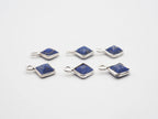 Lapis Silver Bezel 5mm , Single Connector, 925 Sterling Silver