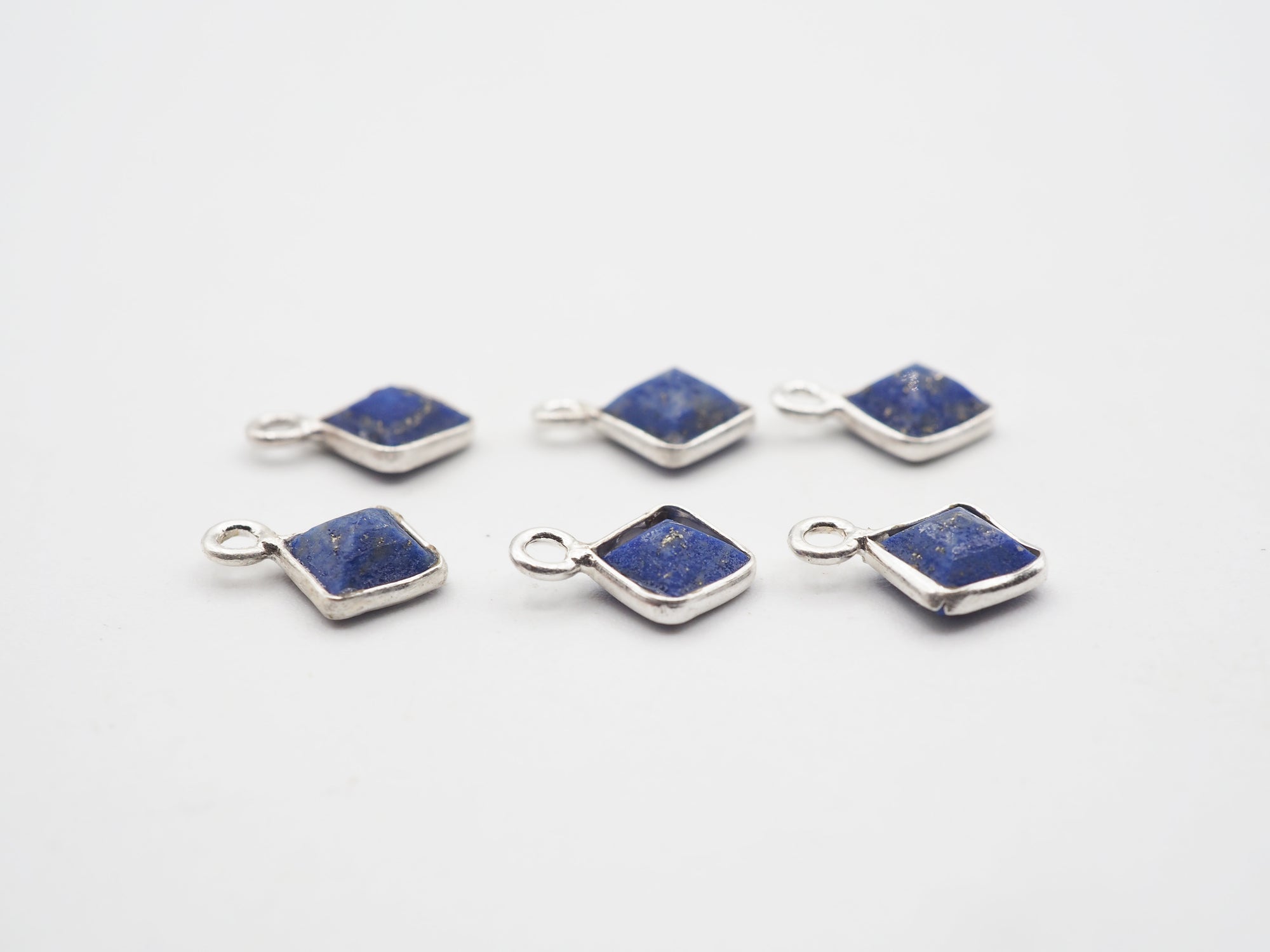 Lapis Silver Bezel 5mm , Single Connector, 925 Sterling Silver