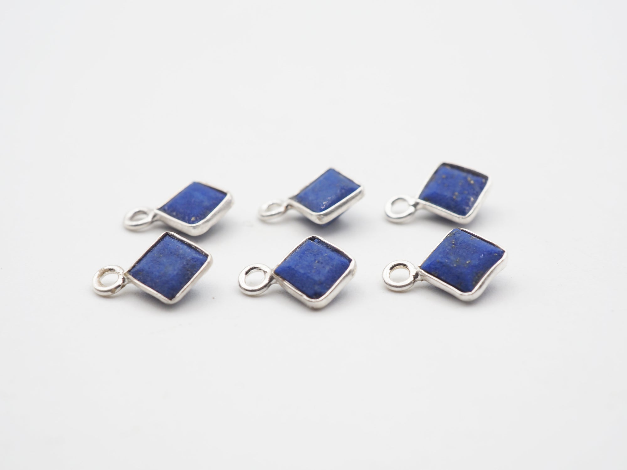 Lapis Silver Bezel 5mm , Single Connector, 925 Sterling Silver