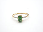 18K Yellow Gold Tsavorite Garnet with diamond  Ring