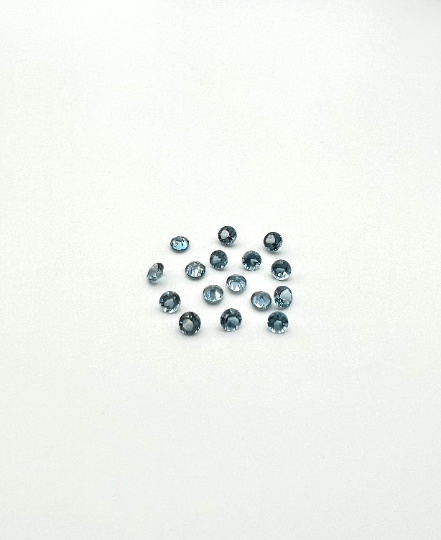 London Blue Topaz Faceted Round 2.2 mm Approximately 1.10 Carat, 16pcs