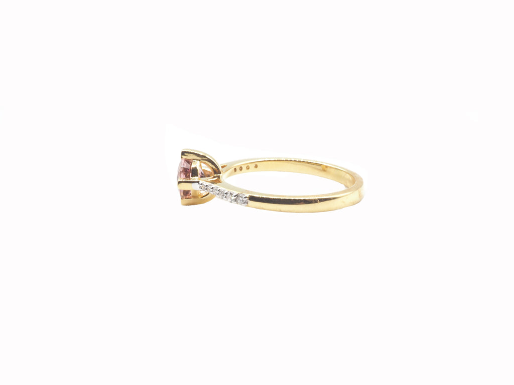 18K Yellow Gold Tourmaline with Diamond Ring