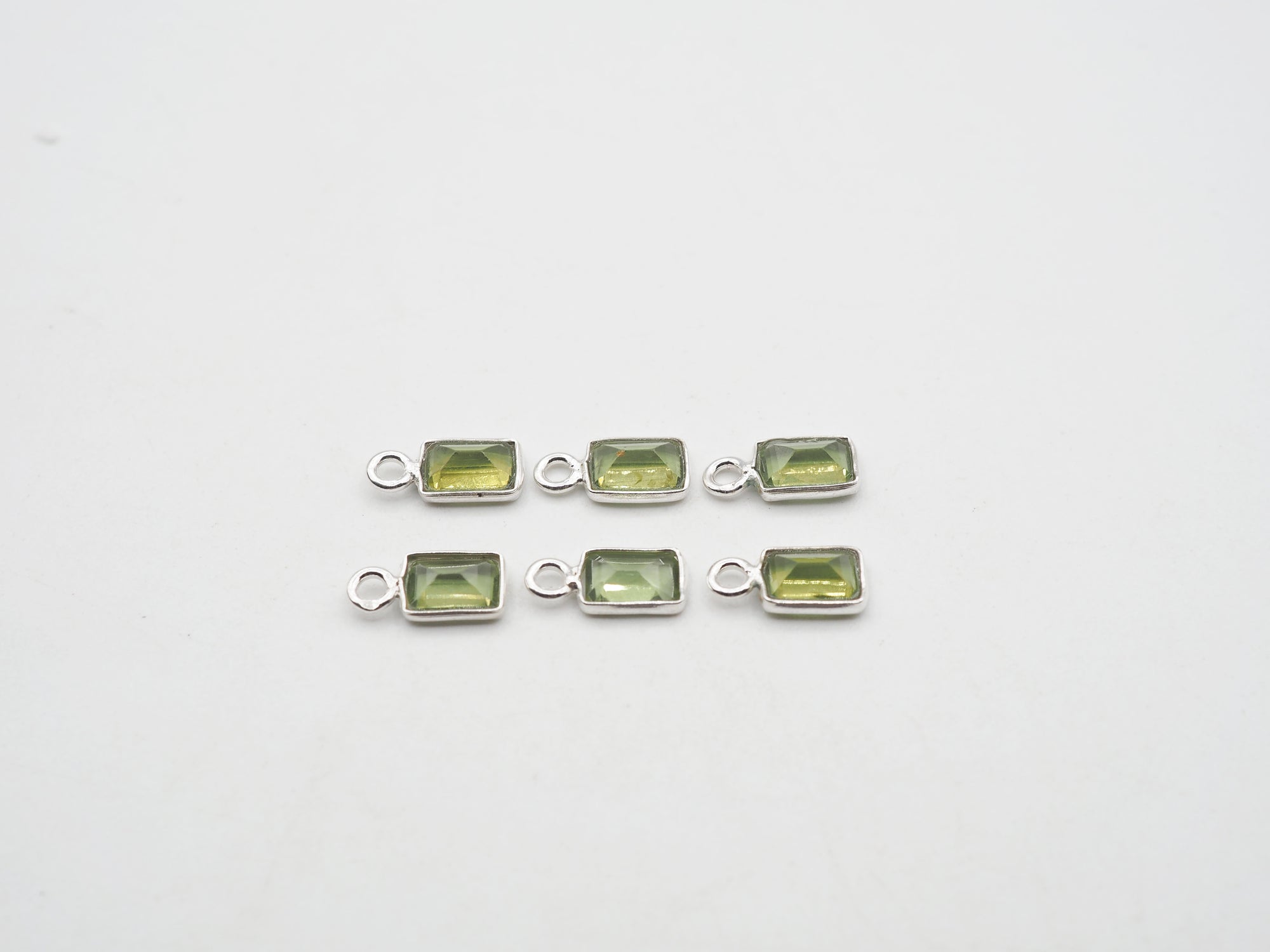 6x4mm Peridot Silver Bezel, Single Connector, Peridot Bezel, Peridot Charm