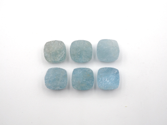 Natural Aquamarine Raw Rough Cushion Shape, Slice bottom flat, 8mm Approximately 17.66 Carat