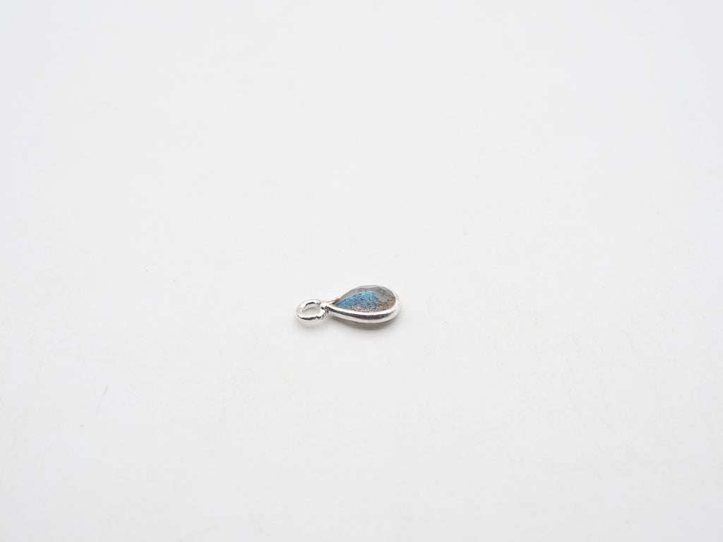 Labradorite Silver Bezel 6x4mm, Single Connector, Labradorite Charm