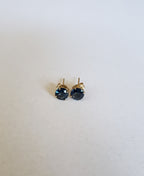 14K Yellow Gold Blue Sapphire 5mm Stud, Birthstone Stud