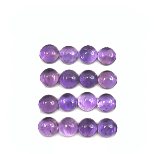 Amethyst Cabs Round 5mm Approximately 8.87 Carat, 16 Pieces